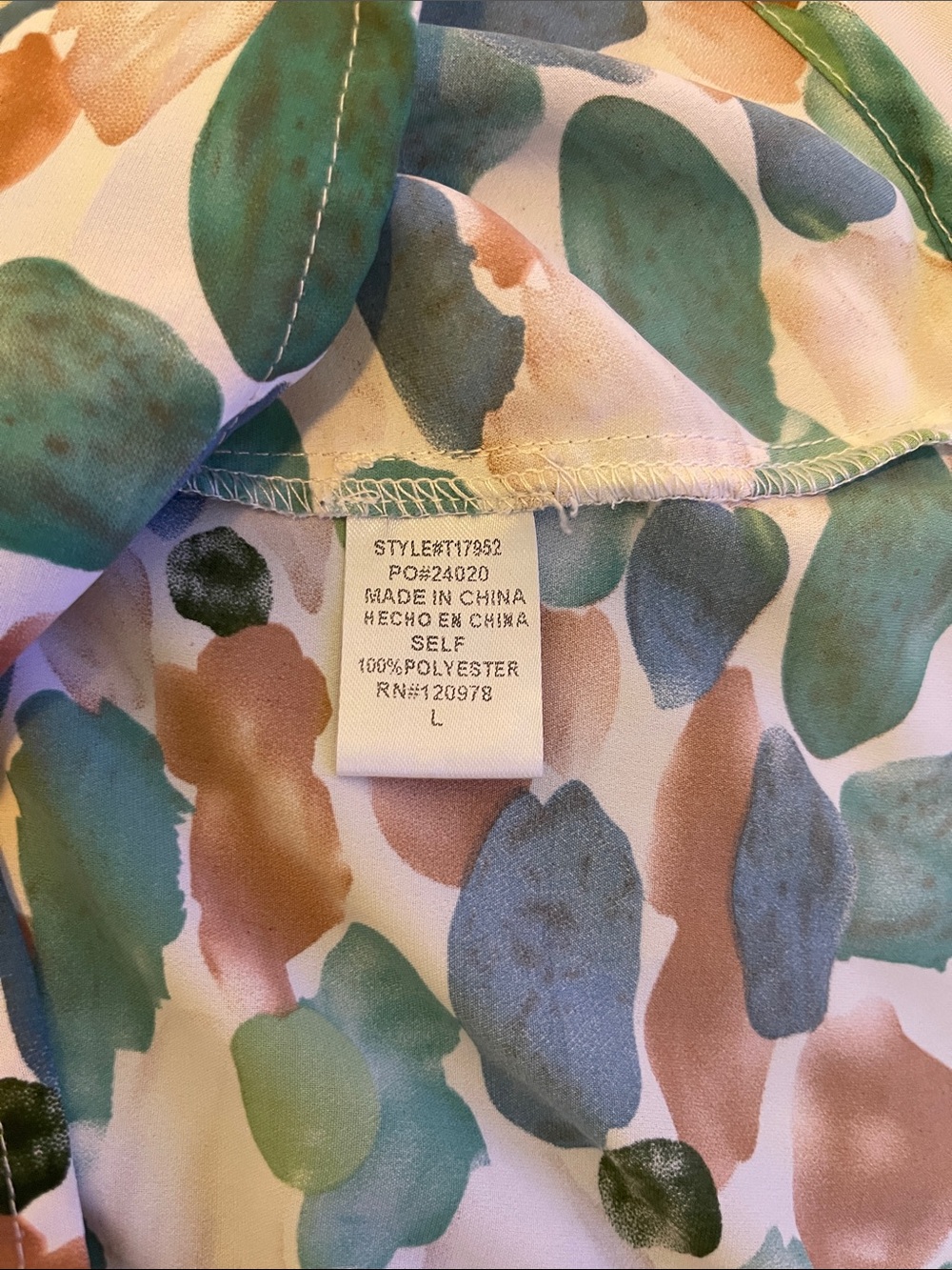 Entro L Multicolor Brushstroke Short Sleeve Top - Picture 2 of 4
